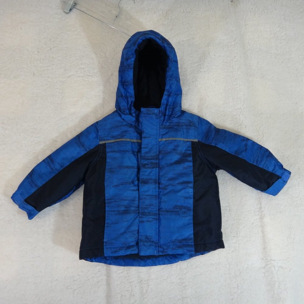 KIDS SIZE 18-24M BLUE JACKET WITH HOODIE WITH INSIDE LINER FOR WARMTH